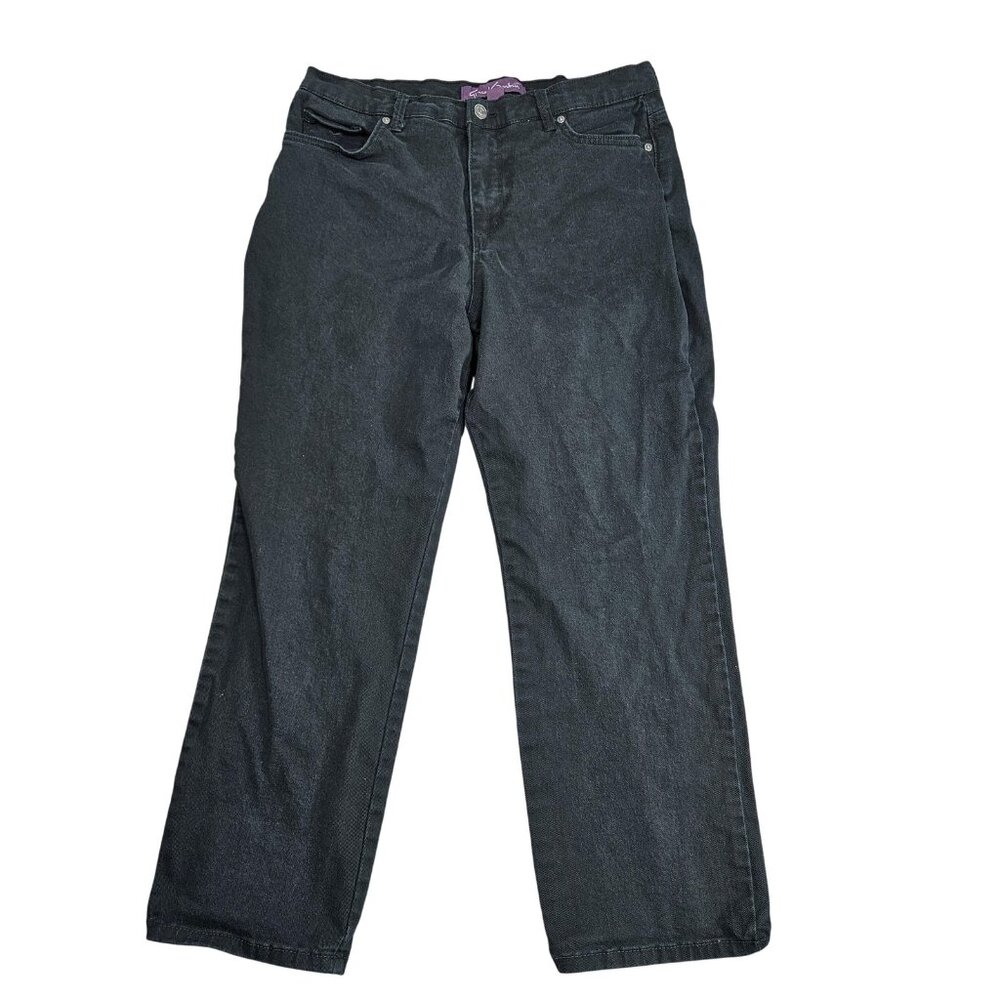 Gloria Vanderbilt Amanda Jeans Womens 14 Petite Short Black Stretch Denim